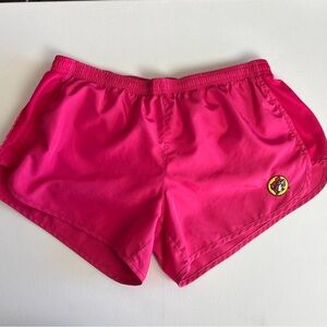 Buc-ee’s Women’s Large Beaver Logo Lined Athletic Gym Running Shorts Hot Pink